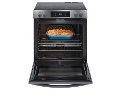 30" Frigidaire Gallery 6.2 Cu. Ft. Front Control Electric Range with Total Convection in Black Stainless Steel - GCFE306CBD