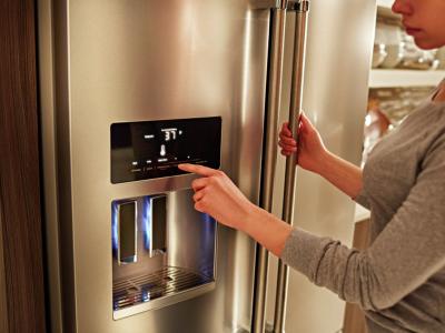 KitchenAid 26.8 Cu. Ft. Standard-Depth French Door Refrigerator with Exterior Ice and Water Dispenser - KRFF577KPS