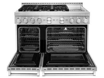48" KitchenAid 6.3 Cu. Ft. Smart Commercial-Style Gas Range With Griddle - KFGC558JSS