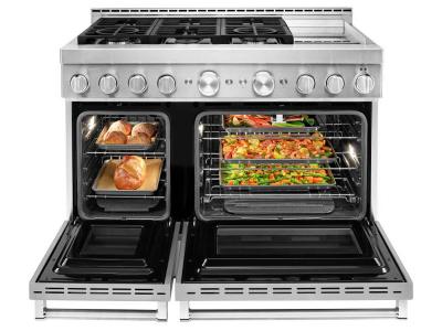 48" KitchenAid 6.3 Cu. Ft. Smart Commercial-Style Gas Range With Griddle - KFGC558JSS