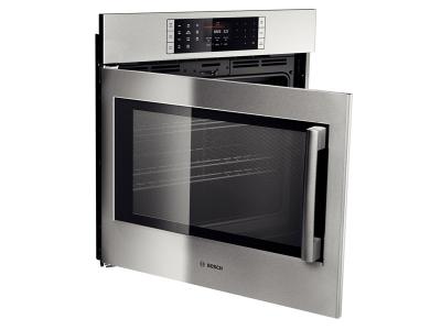 30" Bosch 4.6 Cu. Ft. Benchmark Series Single Wall Oven With Left Swing Door In Stainless Steel - HBLP451LUC