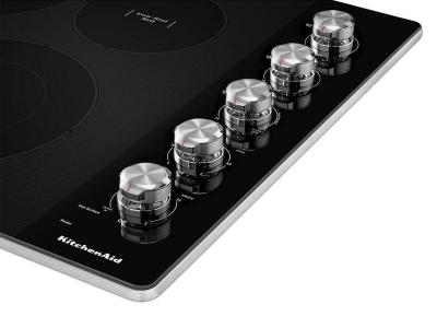 30" KitchenAid Electric Cooktop With 5 Elements And Knob Controls - KCES550HSS