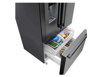 36" Bosch 500 Series French Door Bottom Mount Refrigerator in Black Stainless Steel - B36FD52SNB