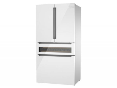 36" Bosch 800 Series French Door Bottom Mount Glass door Refrigerator in White - B36CL81ENW