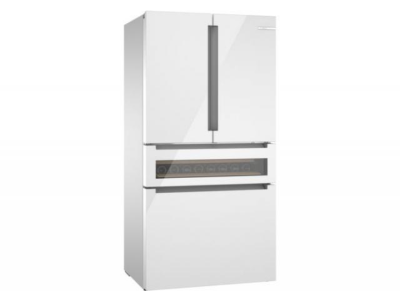 36" Bosch 800 Series French Door Bottom Mount Glass door Refrigerator in White - B36CL81ENW