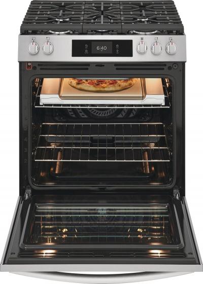 30" Frigidaire Gallery Front Control Gas Range with Stone-Baked Pizza - GCFG3070BF
