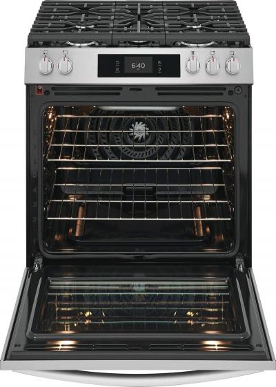 30" Frigidaire Gallery Front Control Gas Range with Stone-Baked Pizza - GCFG3070BF