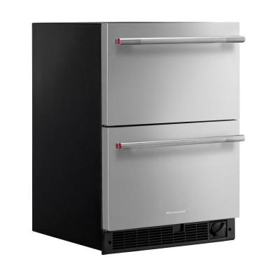 24" KitchenAid Stainless Steel Undercounter Double-Drawer Refrigerator/Freezer - KUCT524SSB