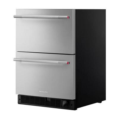 24" KitchenAid Stainless Steel Undercounter Double-Drawer Refrigerator/Freezer - KUCT524SSB