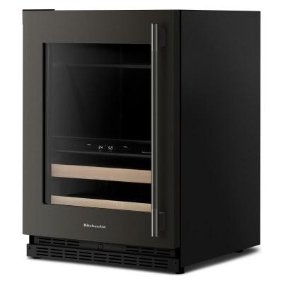 24" KitchenAid Beverage Center with Glass Door and Wood-Front Racks - KUBL524SBE