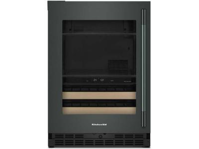 24" Kitchenaid Beverage Center with Glass Door and Wood-Front Racks - KUBL524SJP