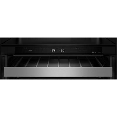 24" Kitchenaid Beverage Center with Glass Door and Wood-Front Racks - KUBL524SJP