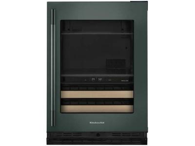 24" Kitchenaid Beverage Center with Glass Door and Wood-Front Racks - KUBR524SJP
