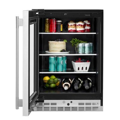 24" KitchenAid Undercounter Refrigerator with Glass Door and Shelves with Metallic Accents - KURL524SPS