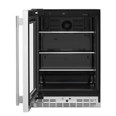 24" KitchenAid Undercounter Refrigerator with Glass Door and Shelves with Metallic Accents - KURL524SPS