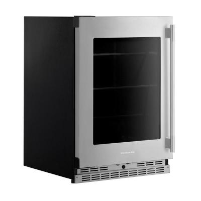 24" KitchenAid Undercounter Refrigerator with Glass Door and Shelves with Metallic Accents - KURL524SPS
