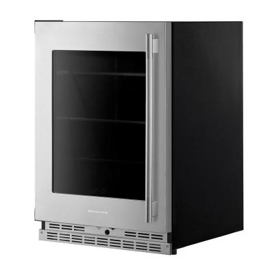 24" KitchenAid Undercounter Refrigerator with Glass Door and Shelves with Metallic Accents - KURL524SPS