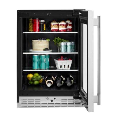 24" KitchenAid Undercounter Refrigerator with Glass Door and Shelves with Metallic Accents - KURR524SPS