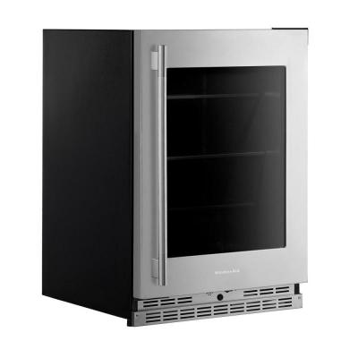 24" KitchenAid Undercounter Refrigerator with Glass Door and Shelves with Metallic Accents - KURR524SPS