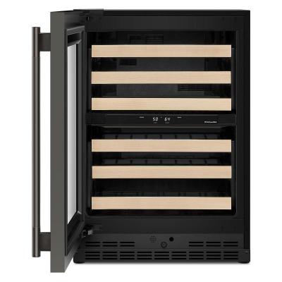 24" Kitchenaid Undercounter Wine Cellar with Full-Extension Wood-Front Racks - KUWL524SBE