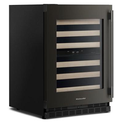 24" Kitchenaid Undercounter Wine Cellar with Full-Extension Wood-Front Racks - KUWL524SBE