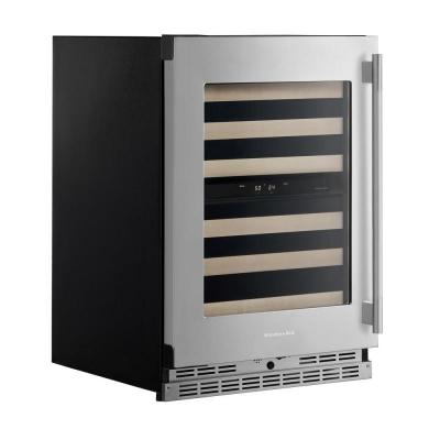 24" KitchenAid Undercounter Wine Cellar with Full-Extension Wood-Front Racks - KUWL524SPS