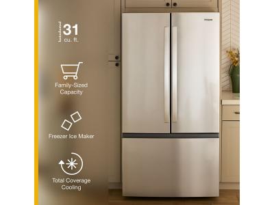 36" Whirlpool 31 Cu. Ft. French Door Refrigerator with Ice Maker - WRFF3136SW