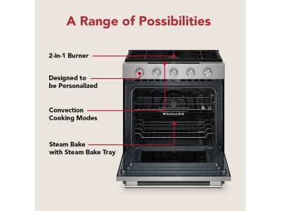 30" Kitchenaid 5.0 Cu. Ft. Smart Slide-in Gas Range - KSGS530SPS