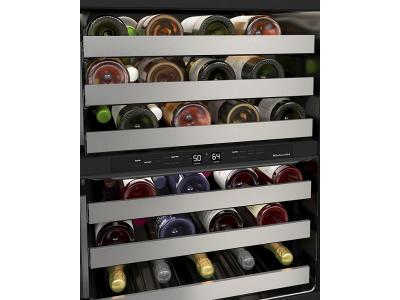 24" KitchenAid Undercounter Wine Cellar with Full-Extension Metal-Front Racks - KUWR324SSB
