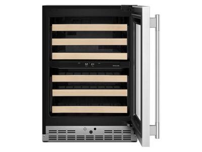 24" KitchenAid Undercounter Wine Cellar with Full-Extension Wood Front Racks - KUWR524SPS