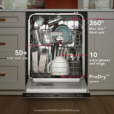 24" KitchenAid 44 dBA Third Rack Dishwasher with ProDry System - KDFS424SBE