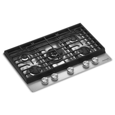 30" KitchenAid Gas-on-Metal Cooktop with an Integrated Wok Grate - KCGK730SSS