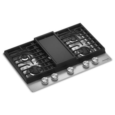 30" KitchenAid Gas-on-Metal Cooktop with an Integrated Wok Grate - KCGK730SSS