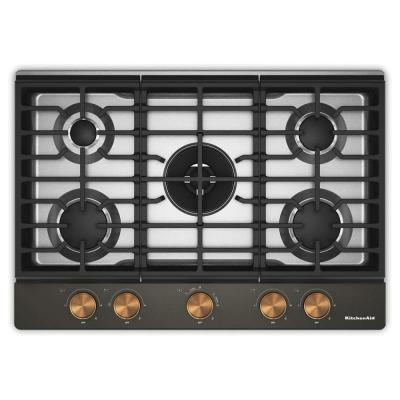 30" KitchenAid Gas-on-Metal Cooktop with an Integrated Wok Grate - KCGK730SBE