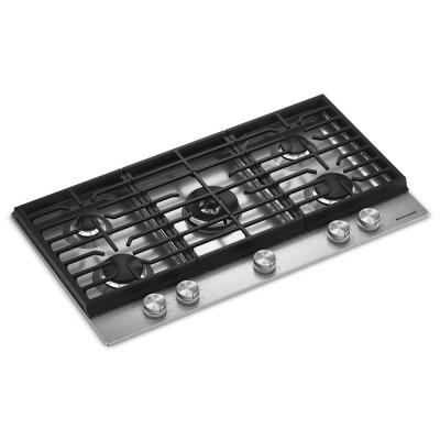 36" KitchenAid Gas-on-Metal Cooktop with an Integrated Wok Grate - KCGK736SSS