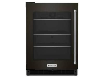 24" KitchenAid Undercounter Refrigerator with Glass Door and Shelves with Metallic Accents - KURL314KBS